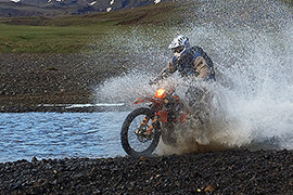 KTM enduro river crossing splash iceland race